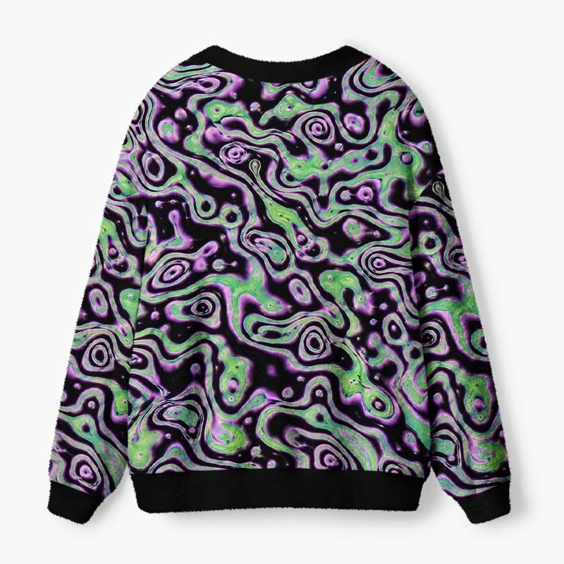 Soulisfree The Shape Of Consciousness Fuzzy Cardigan Sweater