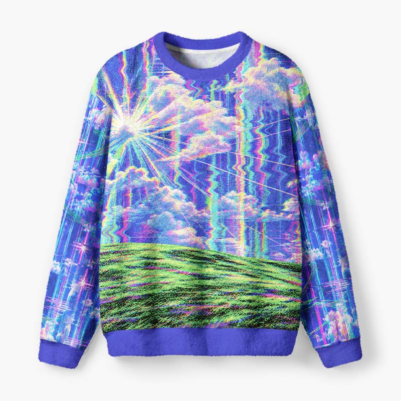 Soulisfree A Glitch In Nature Fuzzy Crewneck Sweater