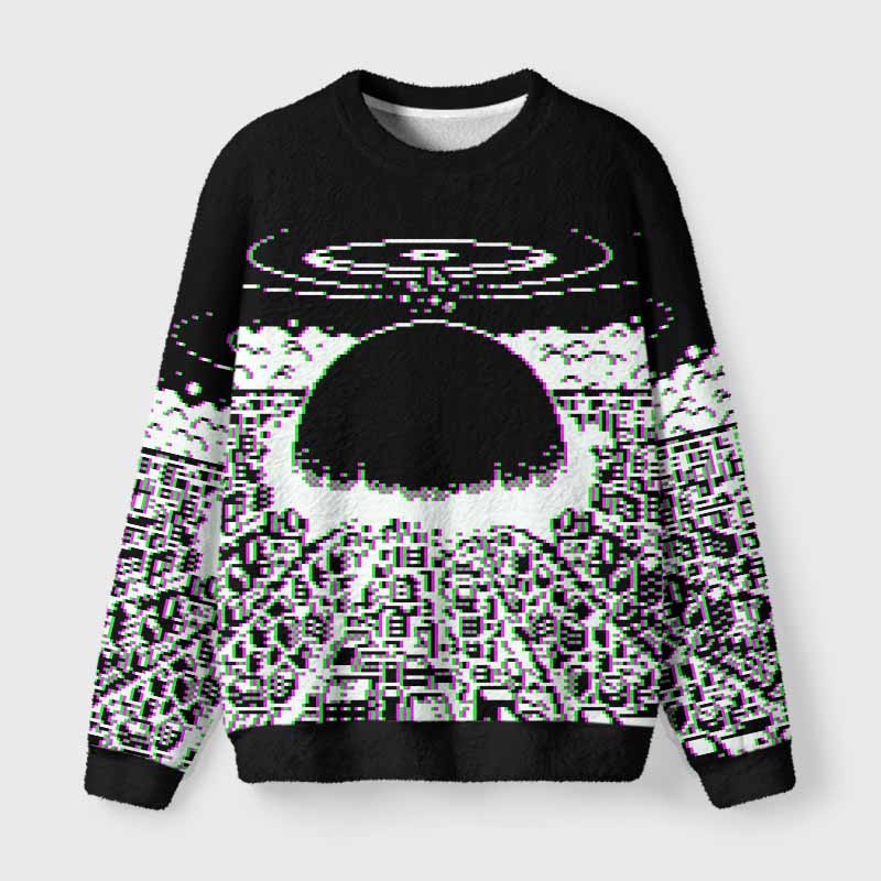 Soulisfree Pixel Explosion Fuzzy Crewneck Sweater