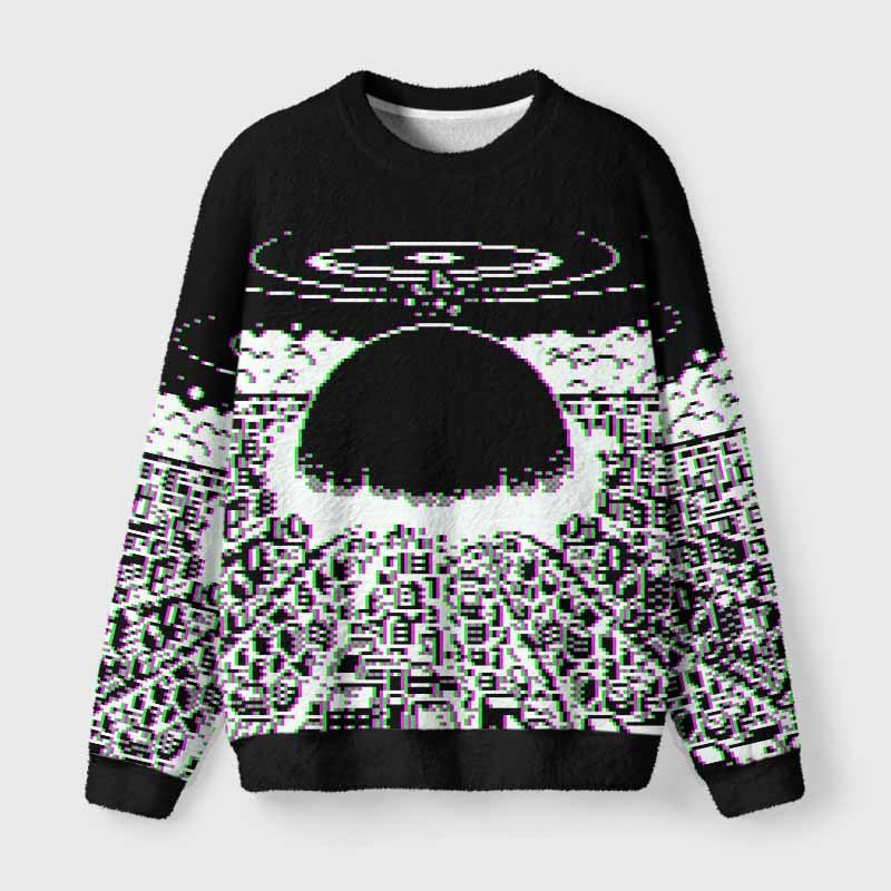 Soulisfree Pixel Explosion Fuzzy Crewneck Sweater