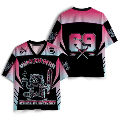 Soulisfree Okay I'm Here Raccoon Warrior Mesh Jersey
