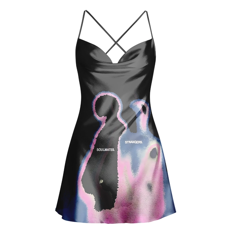 Soulisfree  SOULMATES Cowl Neck Satin Mini Dress