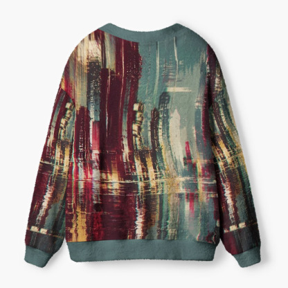Soulisfree Memories From A Digital Skyline Fuzzy Cardigan Sweater