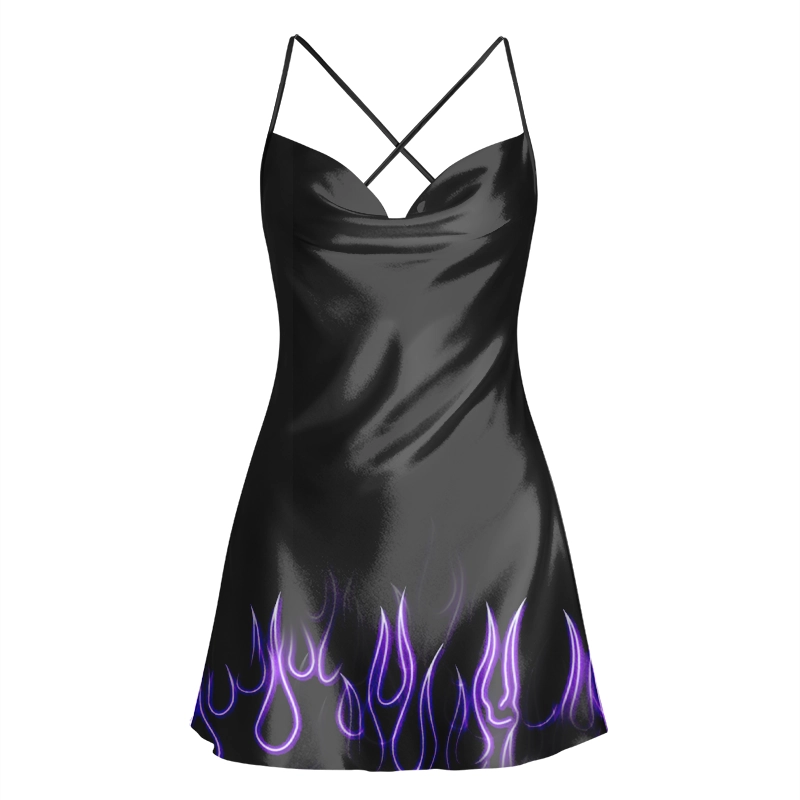 Soulisfree Vision of Super Cowl Neck Satin Mini Dress