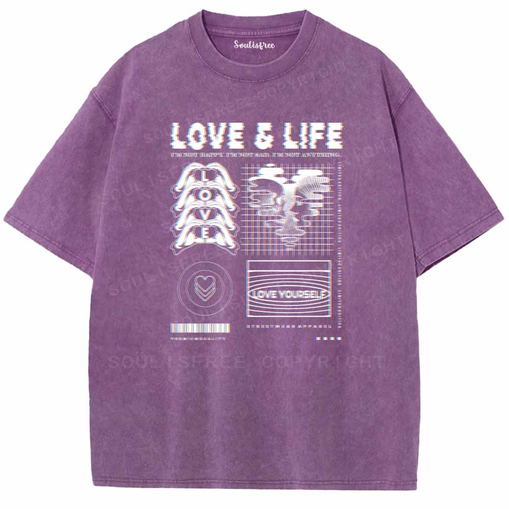 Soulisfree  LOVE & LIFE Washed Tee