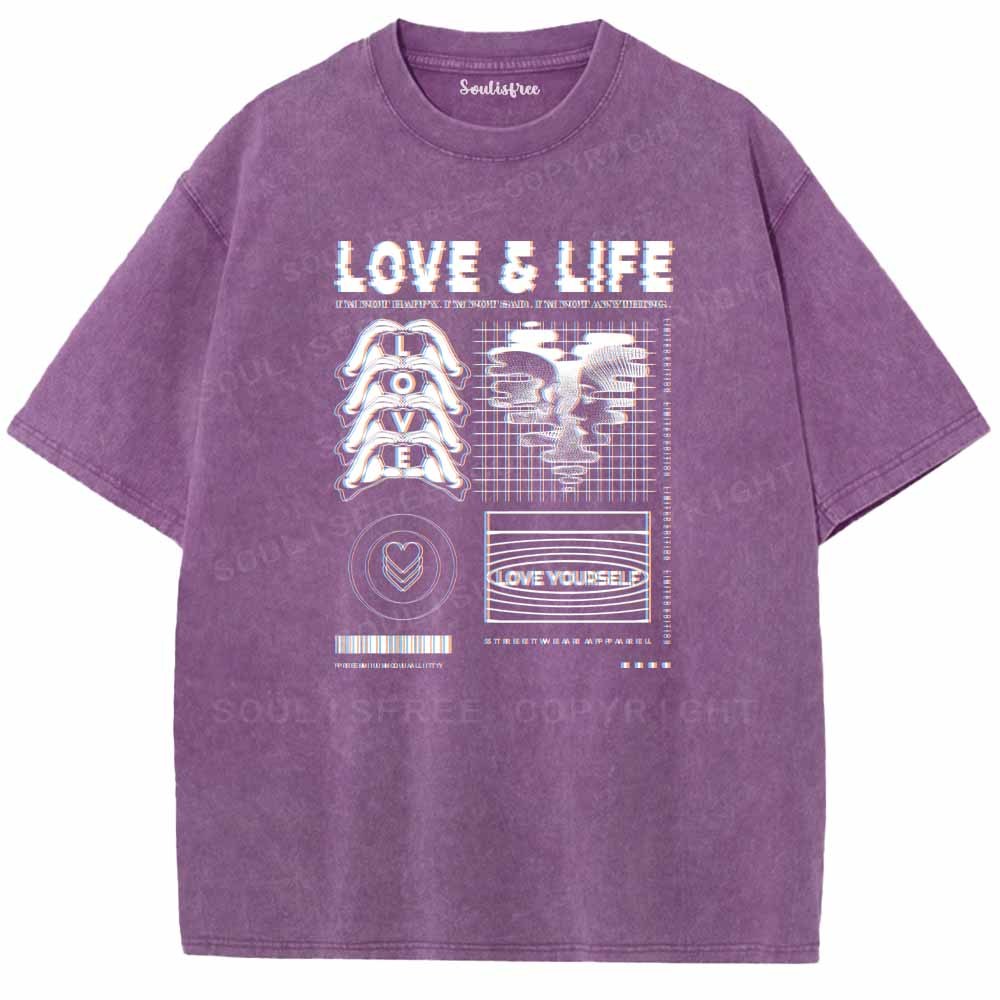 Soulisfree  LOVE & LIFE Washed Tee