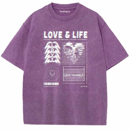 Soulisfree  LOVE & LIFE Washed Tee