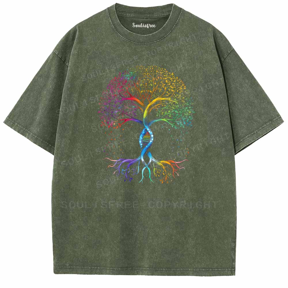 Soulisfree Rainbow DNA Tree of Life Washed Tee