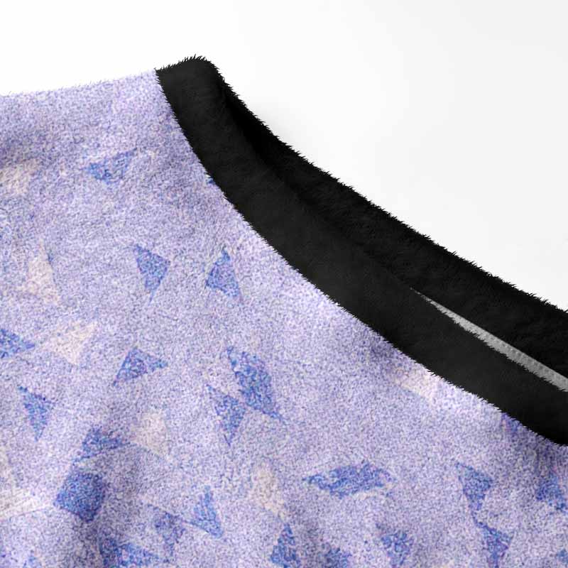 Soulisfree Gradient Mosaic Geometric Women's Fuzzy Crewneck Sweater