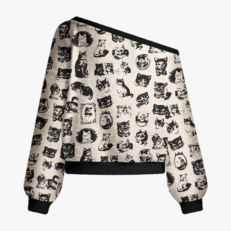 Soulisfree Fragments Of A Feline Mind Fuzzy Off-Shoulder Sweater
