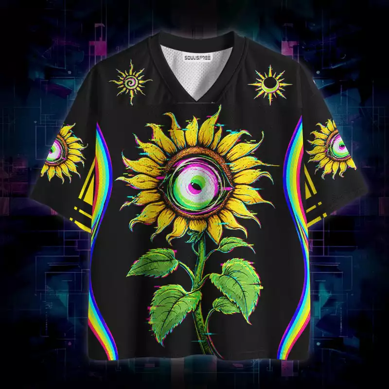 Soulisfree Neon Glitch Sunflower Eye Mesh Jersey