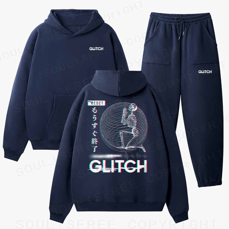 Soulisfree Glitch Reset Prayer Cotton Fleece Hoodie Set