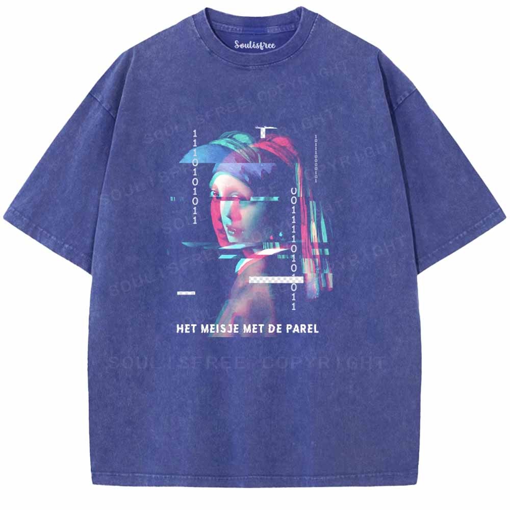 Soulisfree  HET MEISJE MET DE PAREL Washed Tee