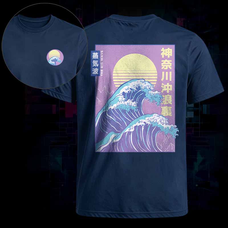 Soulisfree   Retro Vaporwave Great Wave Classic Tee