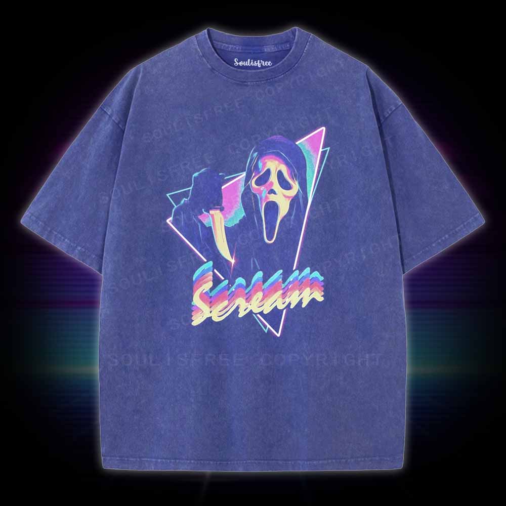 Soulisfree Scream Horror  meme Washed Tee