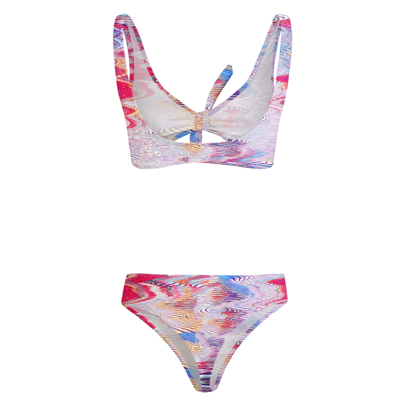 Soulisfree Trippy Liquid Swirl Glitch Bow Bikini