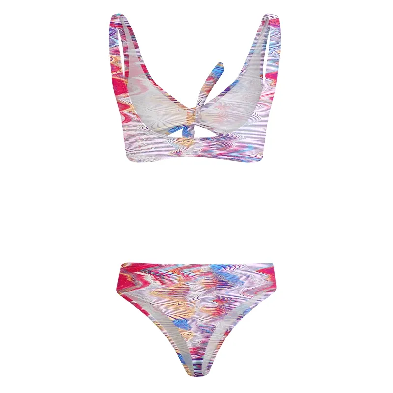 Soulisfree Trippy Liquid Swirl Glitch Bow Bikini