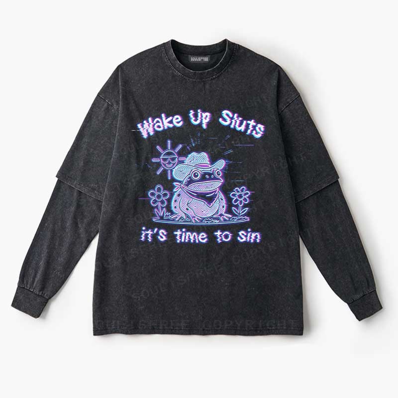 Soulisfree  Wake Up Sluts It's Time To Sin Layered Long Sleeve Tee