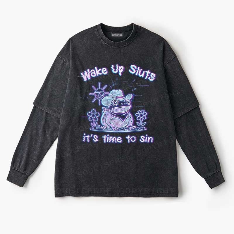 Soulisfree Wake Up Sluts It's Time To Sin Layered Long Sleeve Tee