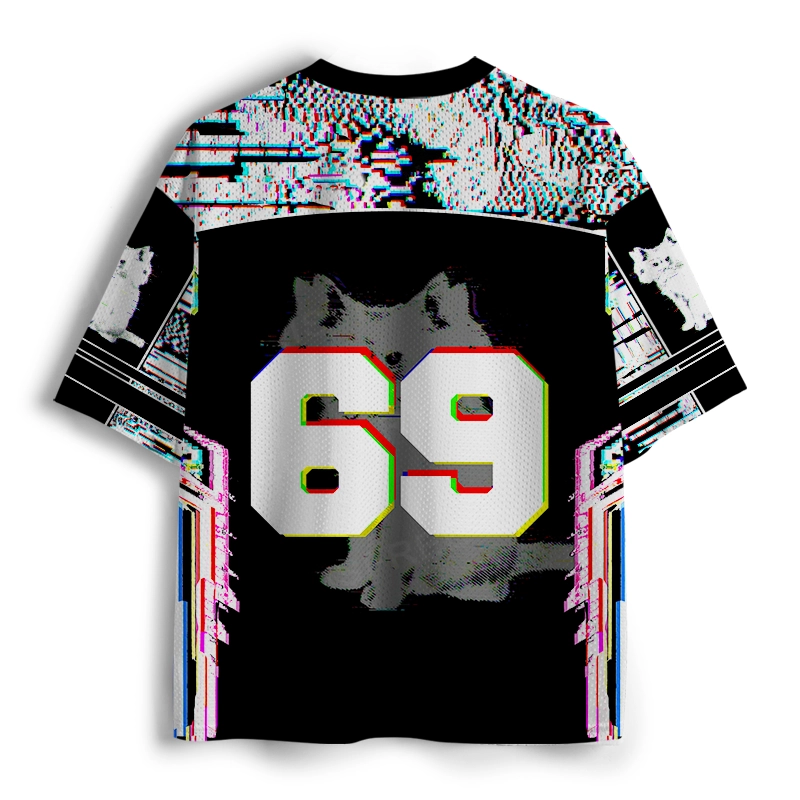Soulisfree Glitch Cat Illusion Mesh Jersey