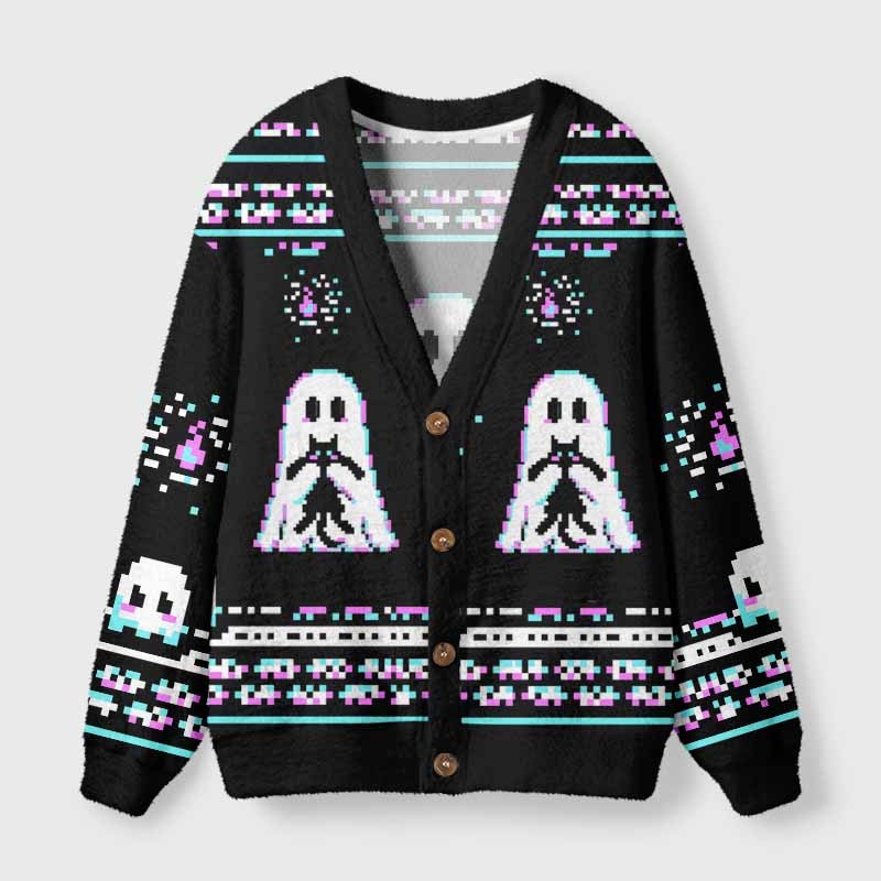 Soulisfree GHOST IN THE SYSTEM Fuzzy Cardigan Sweater