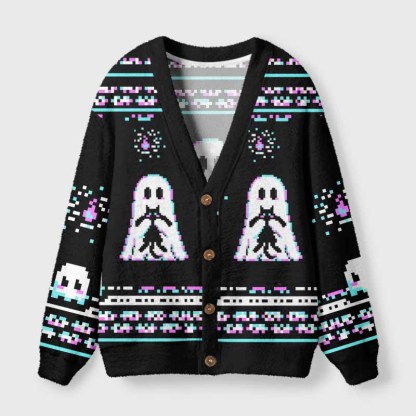 Soulisfree GHOST IN THE SYSTEM Fuzzy Cardigan Sweater 