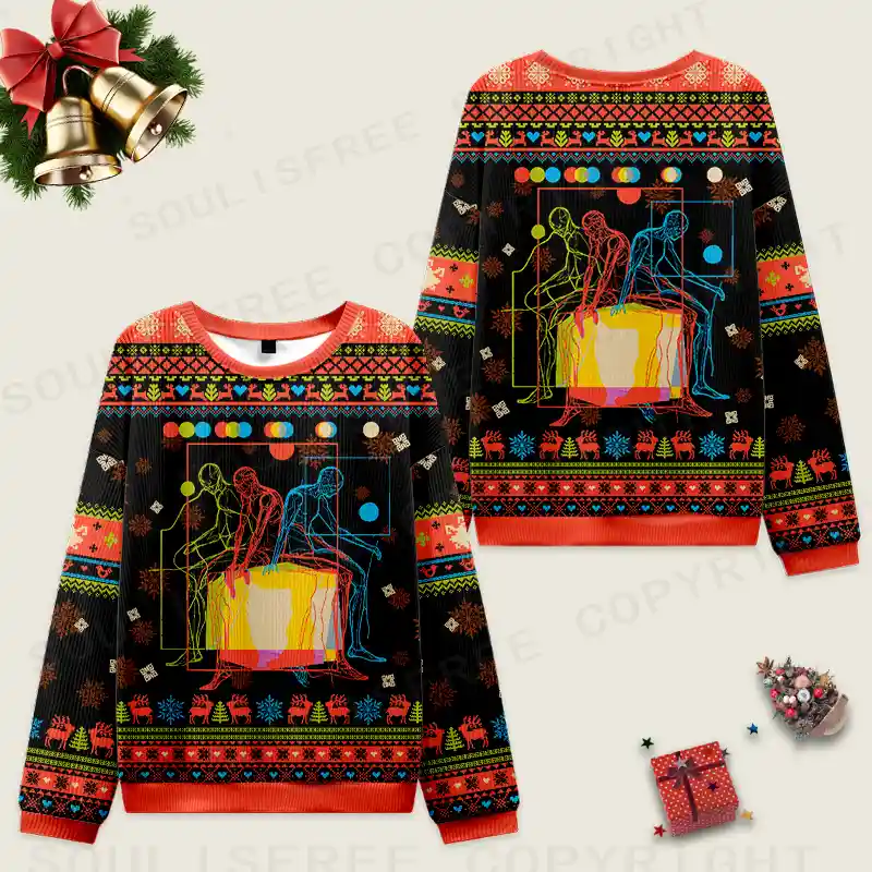 Meditation In Color Ugly Christmas Knit Sweatshirt