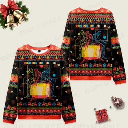 Meditation In Color Ugly Christmas Knit Sweatshirt