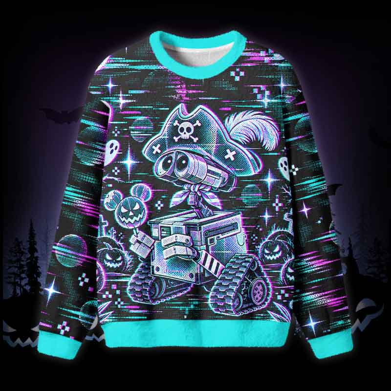 Soulisfree Cyber Pirate Bot Fuzzy Crewneck Sweater