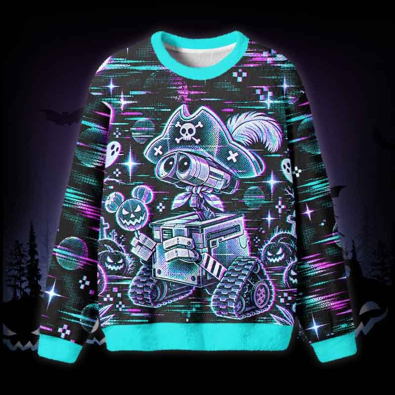 Soulisfree Cyber Pirate Bot Fuzzy Crewneck Sweater