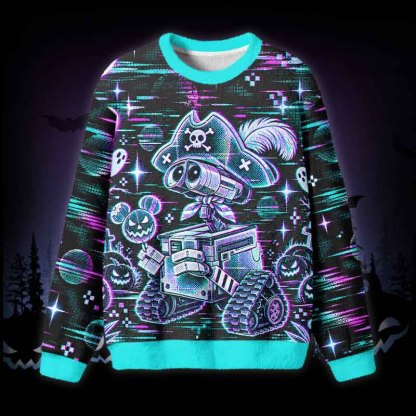 Soulisfree Cyber Pirate Bot Fuzzy Crewneck Sweater
