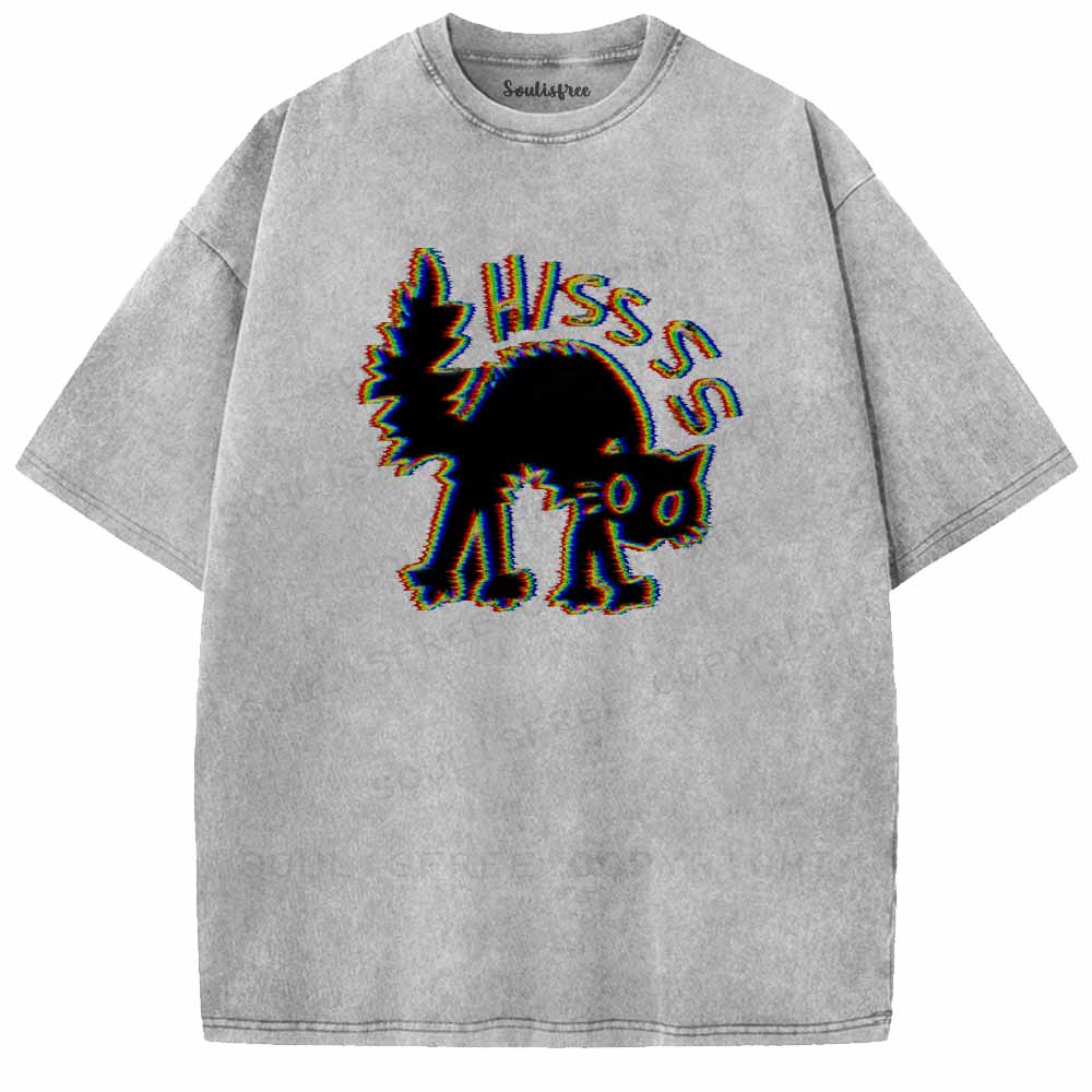 Soulisfree  ANAGLYPH HISSING CAT Washed Tee