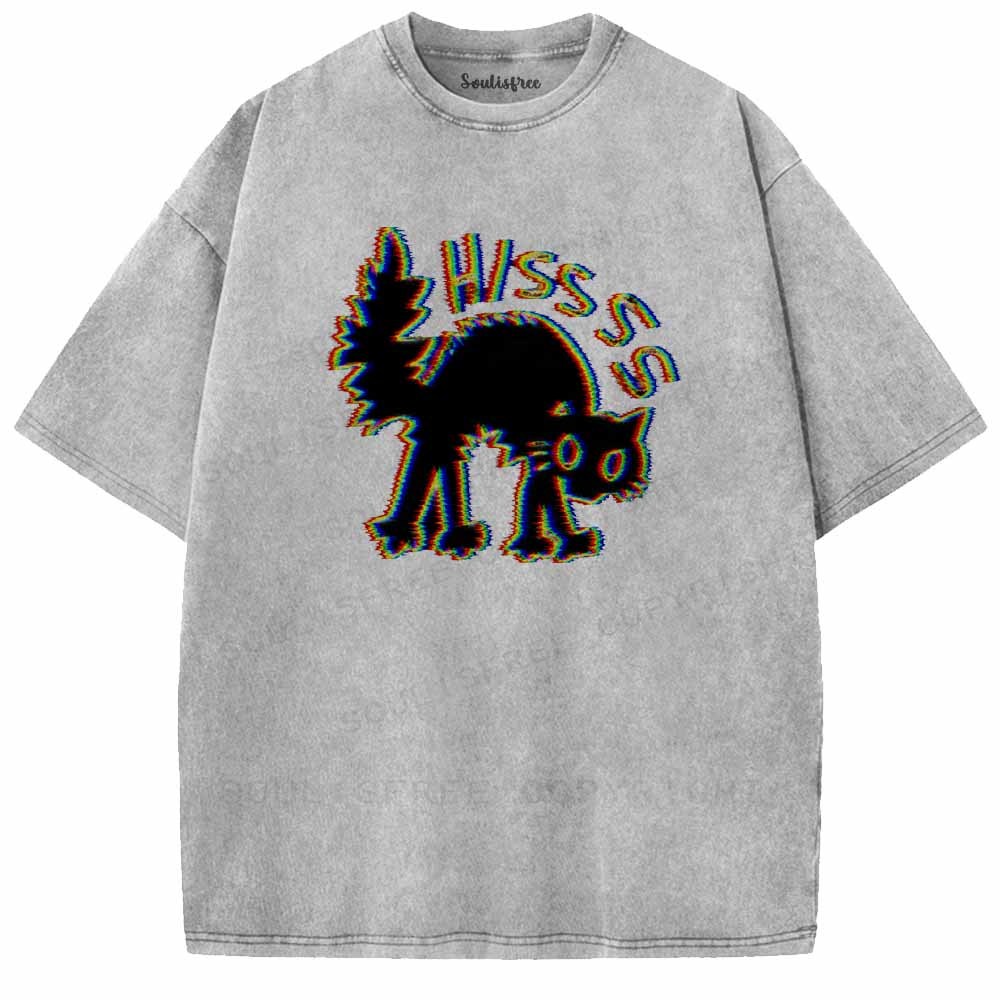Soulisfree  ANAGLYPH HISSING CAT Washed Tee