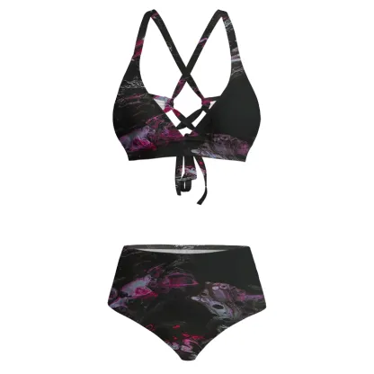 Soulisfree Neon Ink in Water Glitch Cross Bikini