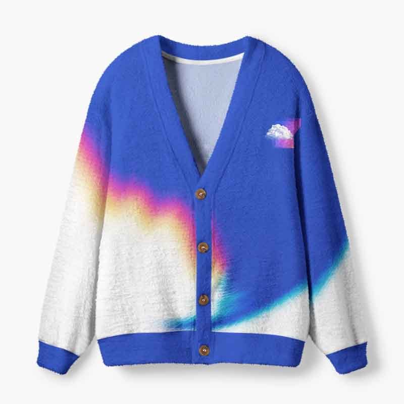 Soulisfree Digital Daydream, Reality Can Wait. Fuzzy Cardigan Sweater