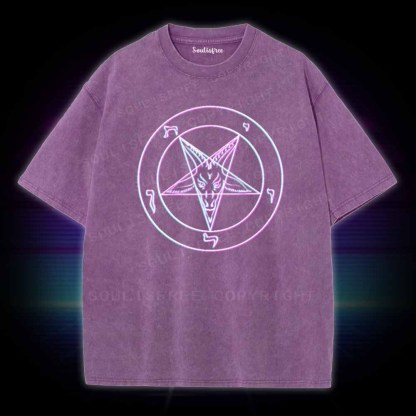 Soulisfree Vaporwave Pentagram Washed Tee