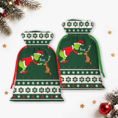 Soulisfree Funny Boop Grinch And Max Christmas Gift Pouch