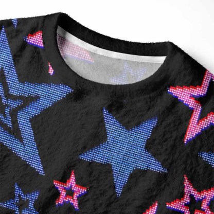 Soulisfree Glow-In-The-Dark Stars Fuzzy Crewneck Sweater