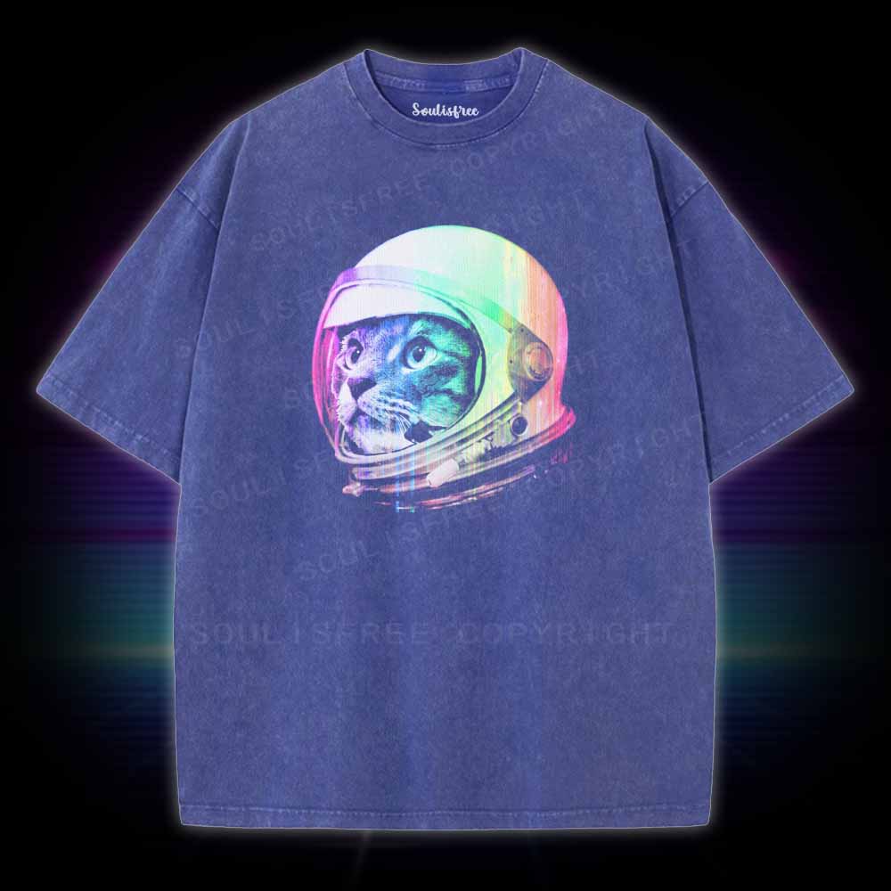Soulisfree Cat Astronaut Washed Tee
