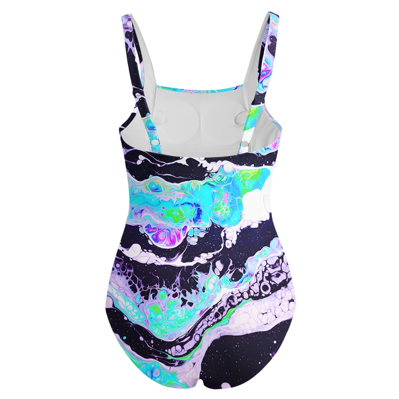 Soulisfree Cosmic Fluid Swirl Galaxy One‑Piece Swimsuit