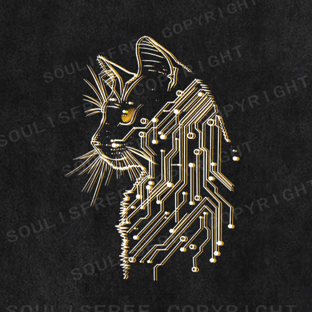 Soulisfree Code Woven Into Cat fur Washed Tee