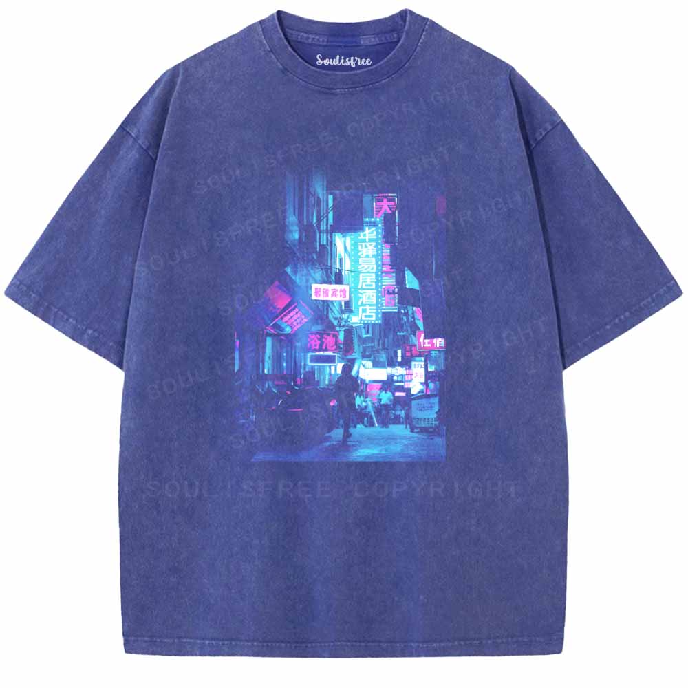 Soulisfree Neon Glow In Ancient East Lanes Washed Tee