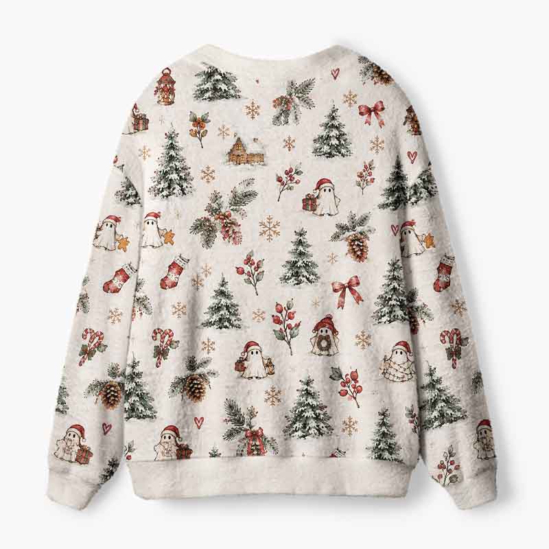 Soulisfree A Christmas Forest Dream Fuzzy Cardigan Sweater