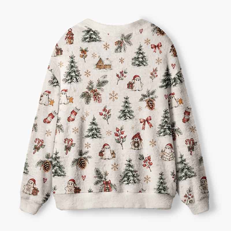 Soulisfree A Christmas Forest Dream Fuzzy Cardigan Sweater