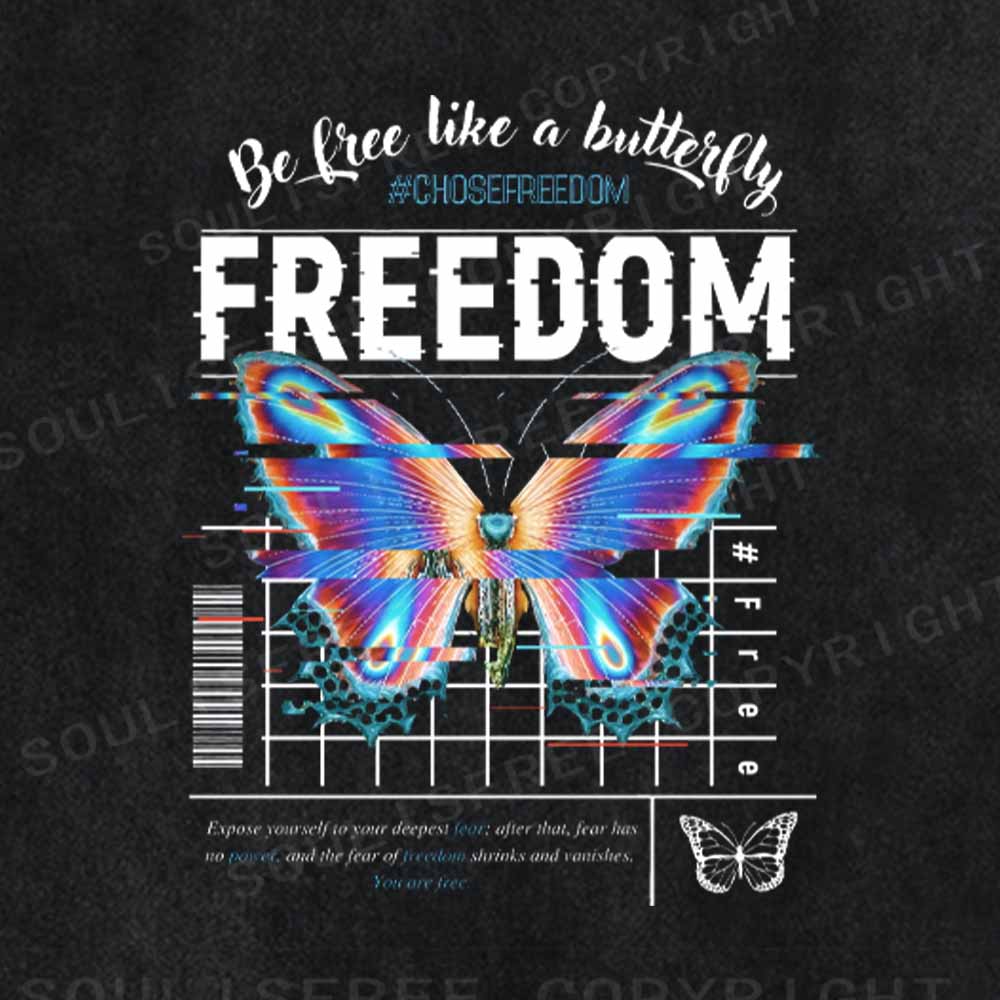 Soulisfree  Be Free Like A Butteifly Washed Tee