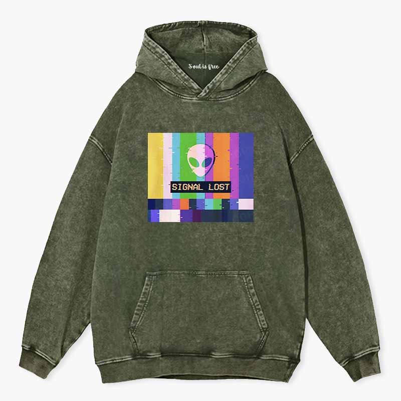 Soulisfree  SIGNAL LOST Washed Hoodie