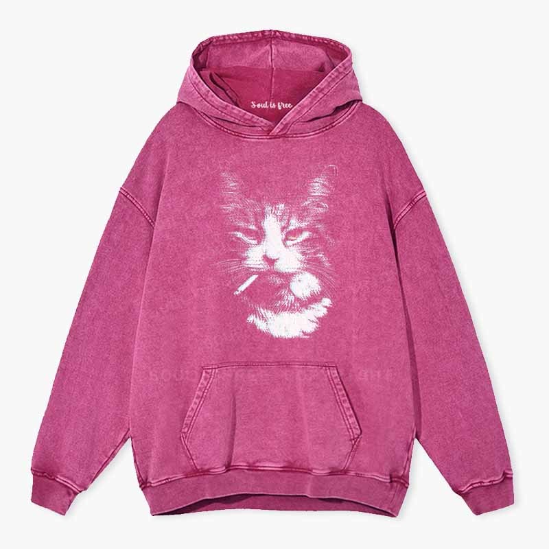 Soulisfree Nicotine Nine Lives  Washed Hoodie