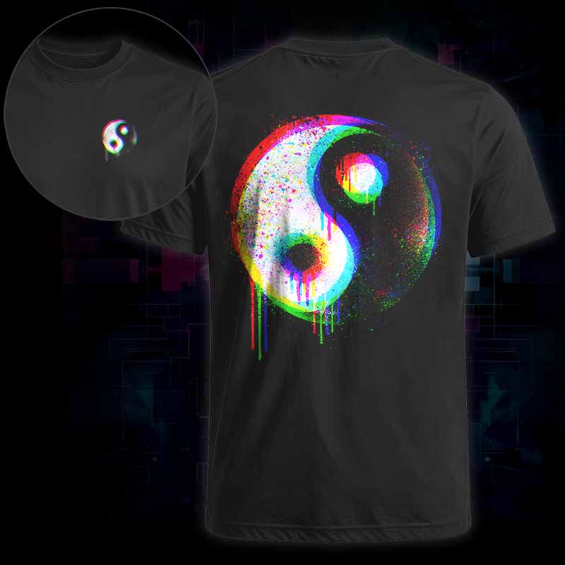 Soulisfree Neon Drip Rainbow Yin Yang Classic Tee