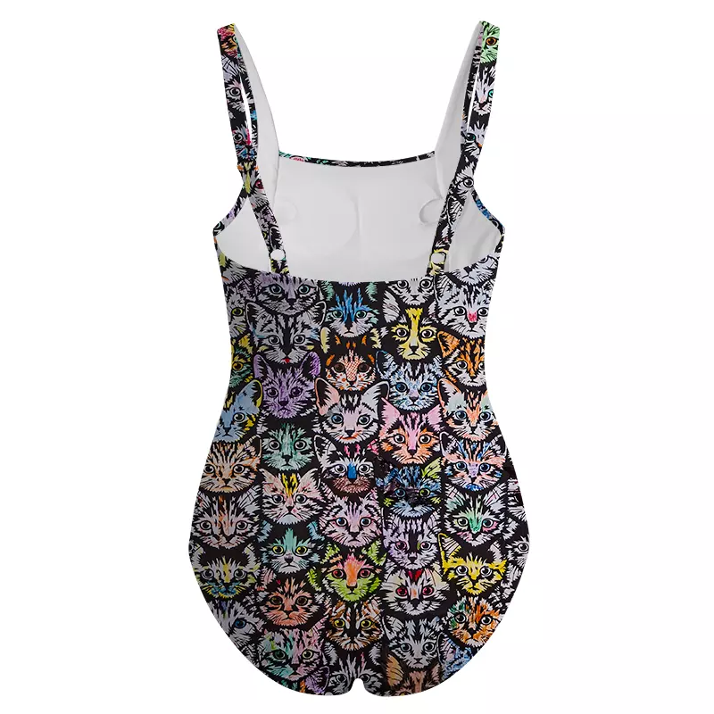 Soulisfree Rainbow Cat Crowd One‑Piece Swimsuit