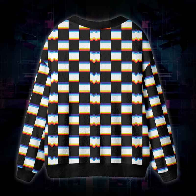 Soulisfree Digital Frequency Fuzzy Cardigan Sweater